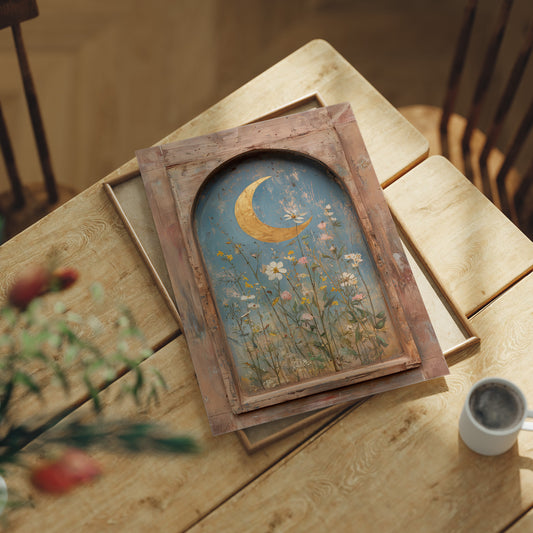 Crescent Over Quiet Blooms