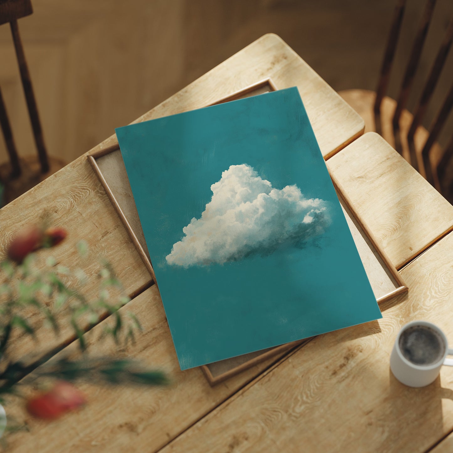 Solitary Cloud in Teal Sky