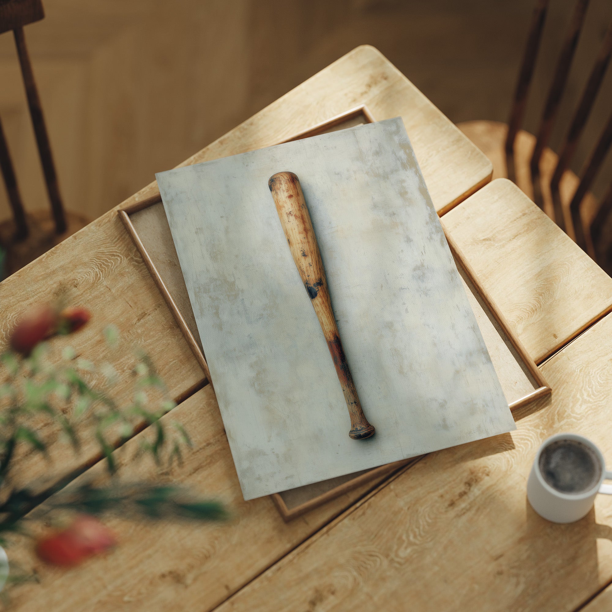Weathered Wooden Baseball Bat