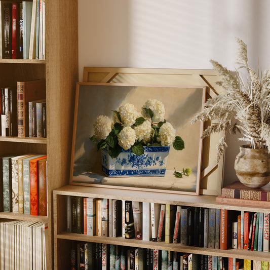 White Blooms in Blue Porcelain