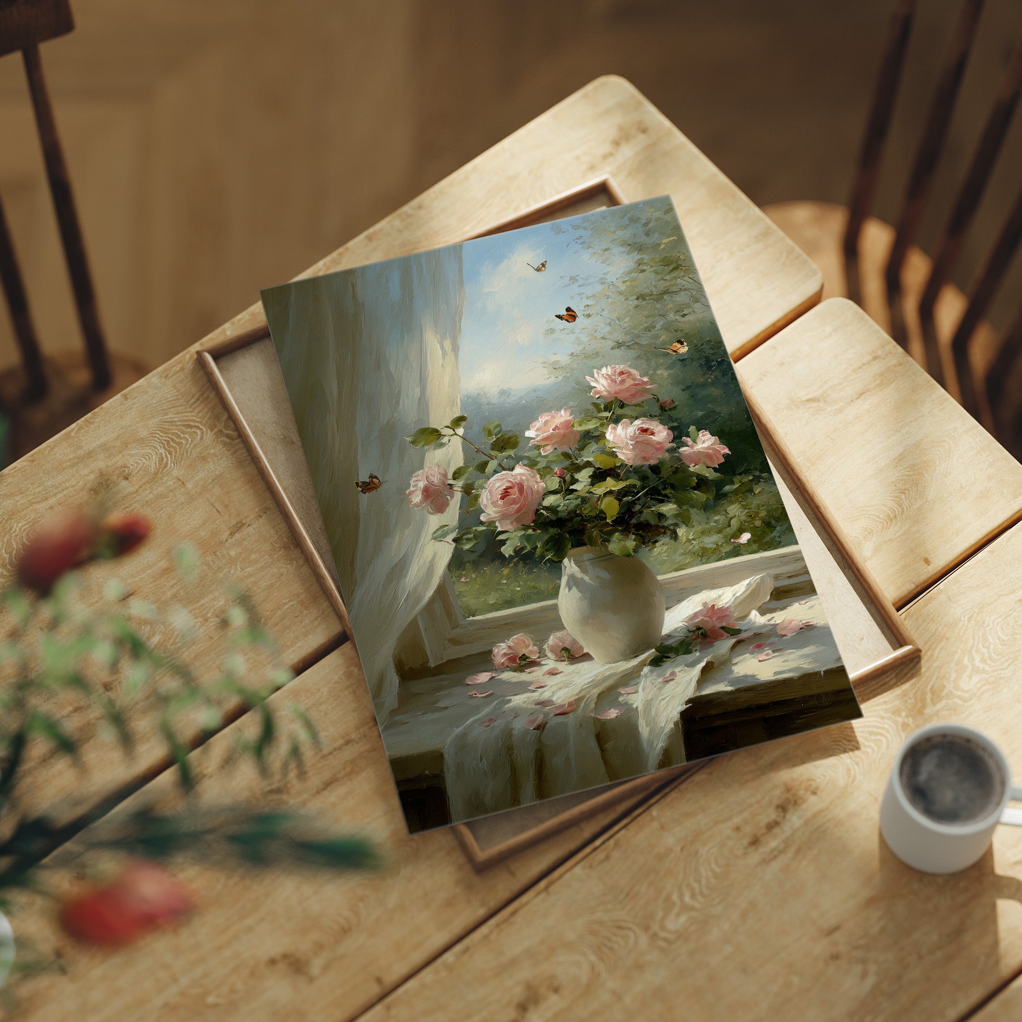 Morning Light on Blush Roses