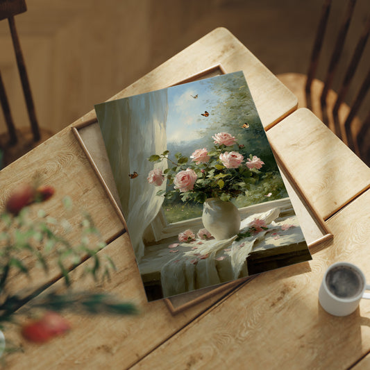 Morning Light on Blush Roses