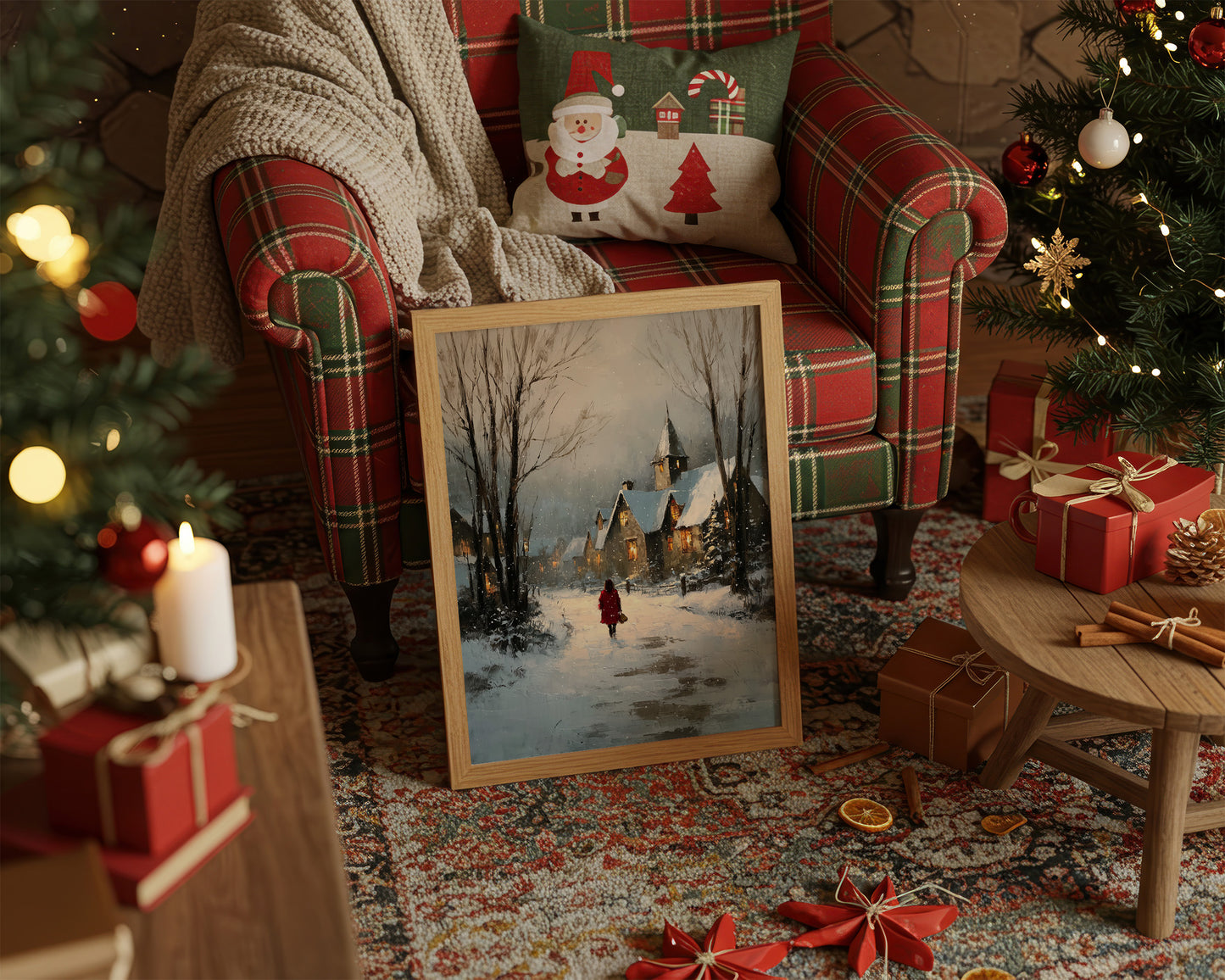 A Red Coat in Falling Snow