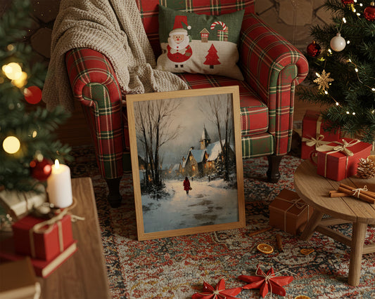 A Red Coat in Falling Snow