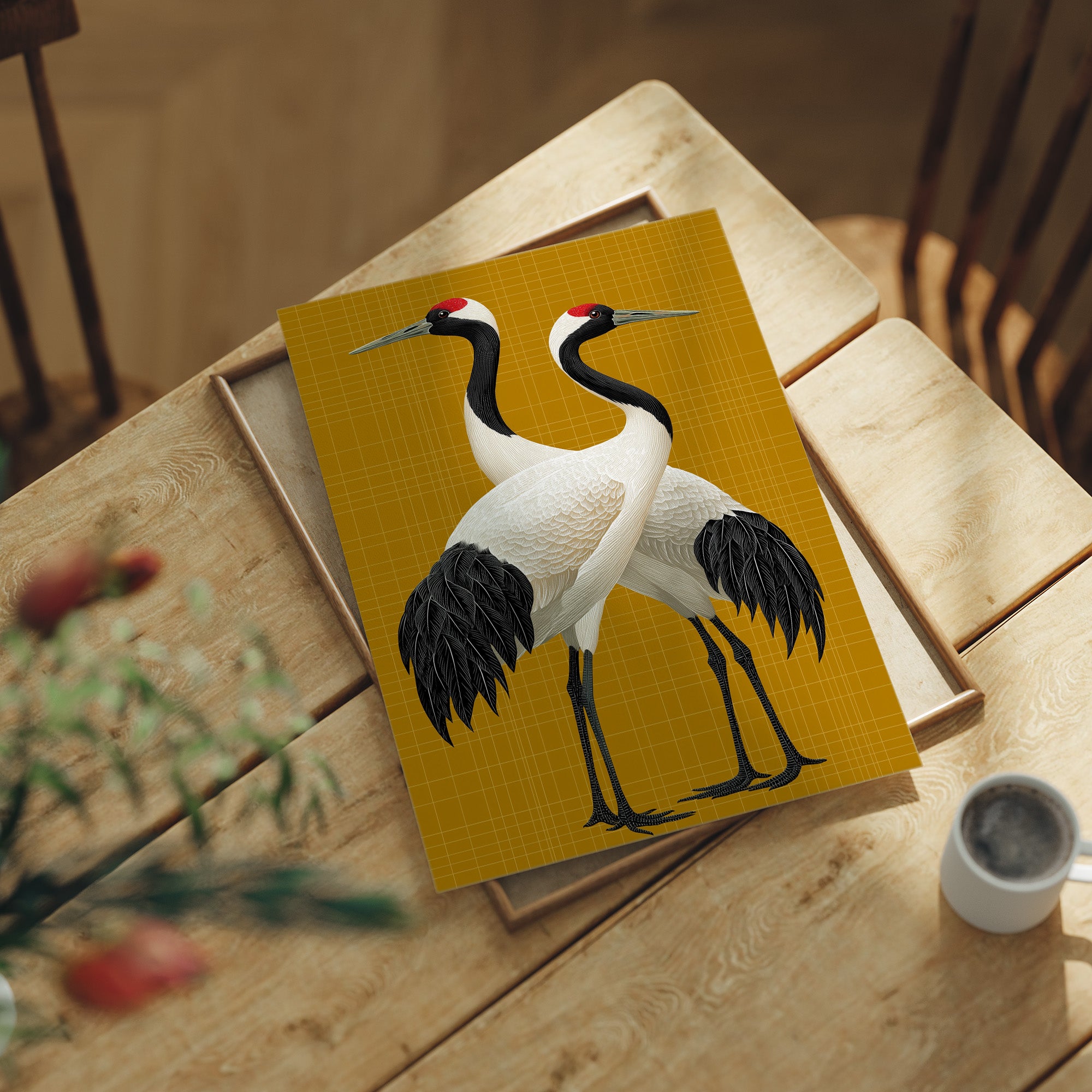 Twin Cranes on Golden Grid