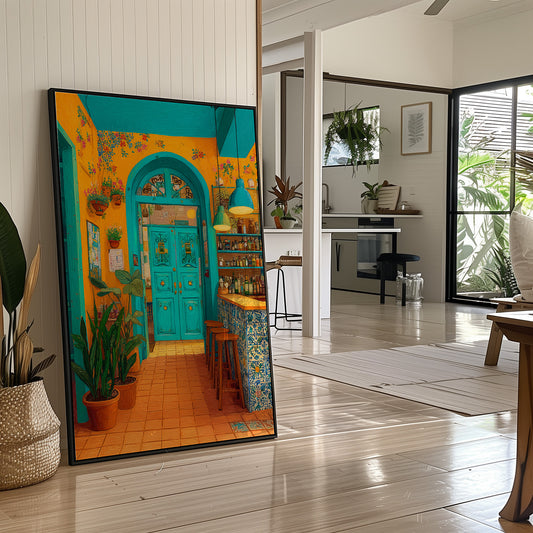 Turquoise Doorway in Sunlit Cantina