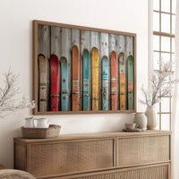 Colors Rest Against Weathered Wood