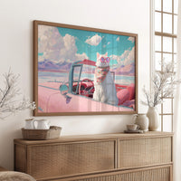 Desert Drive With Pink Skies
