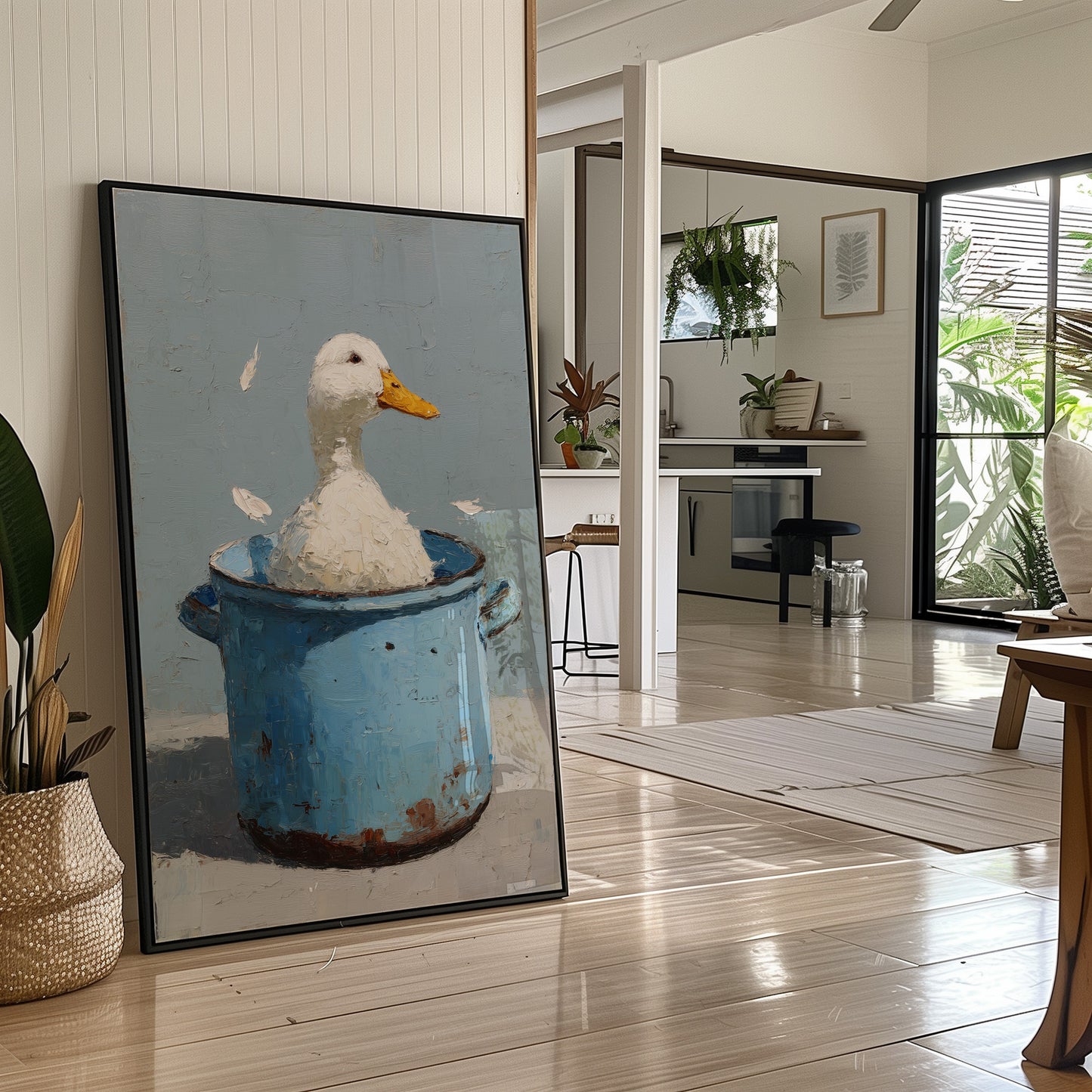 Bath Time In A Blue Pot