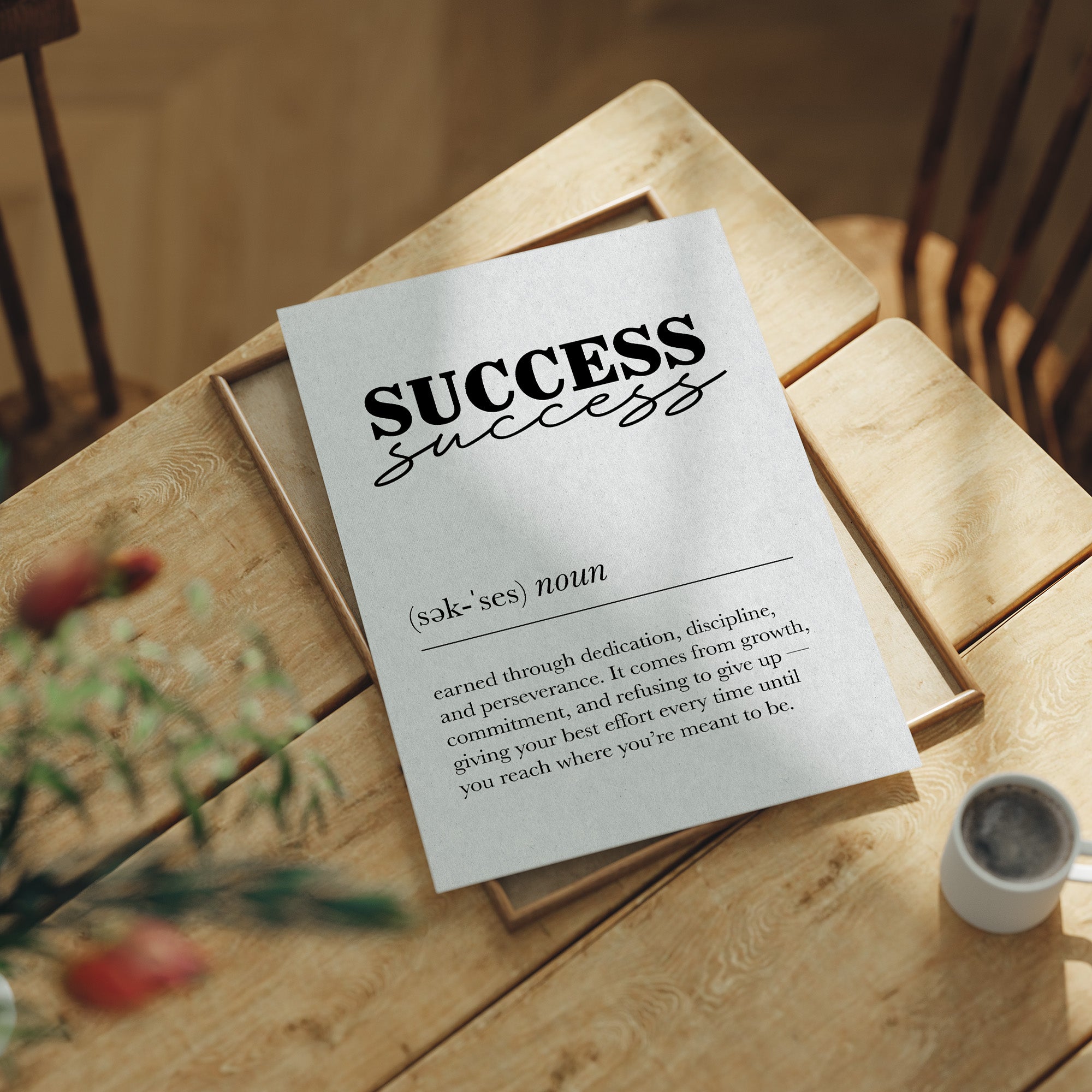 Success Definition Minimalist Typography Print