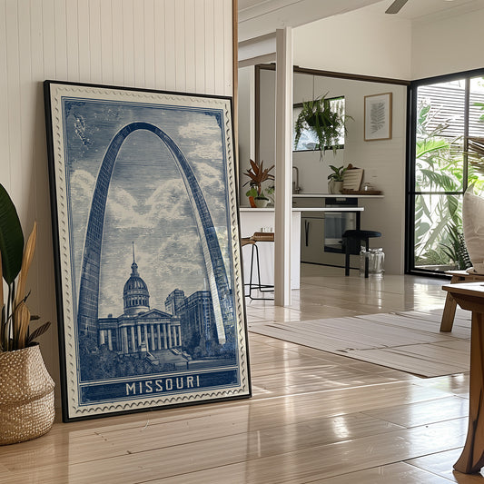 Missouri Arch Vintage Travel Stamp