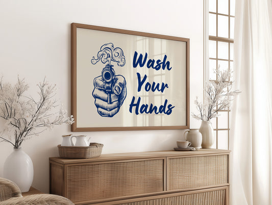 Wash Your Hands Vintage Bathroom Wall Art