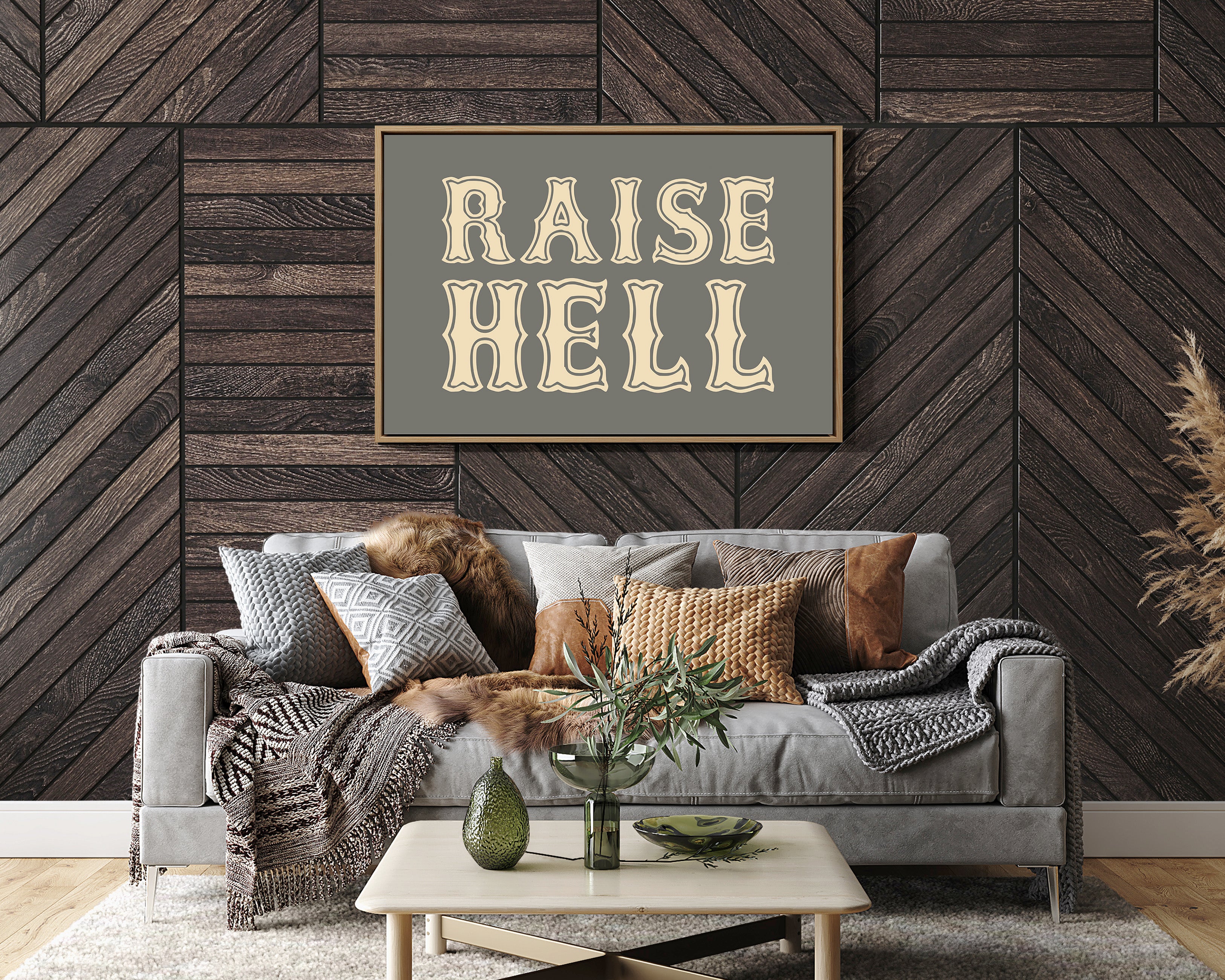Raise Hell Western Typography Wall Art