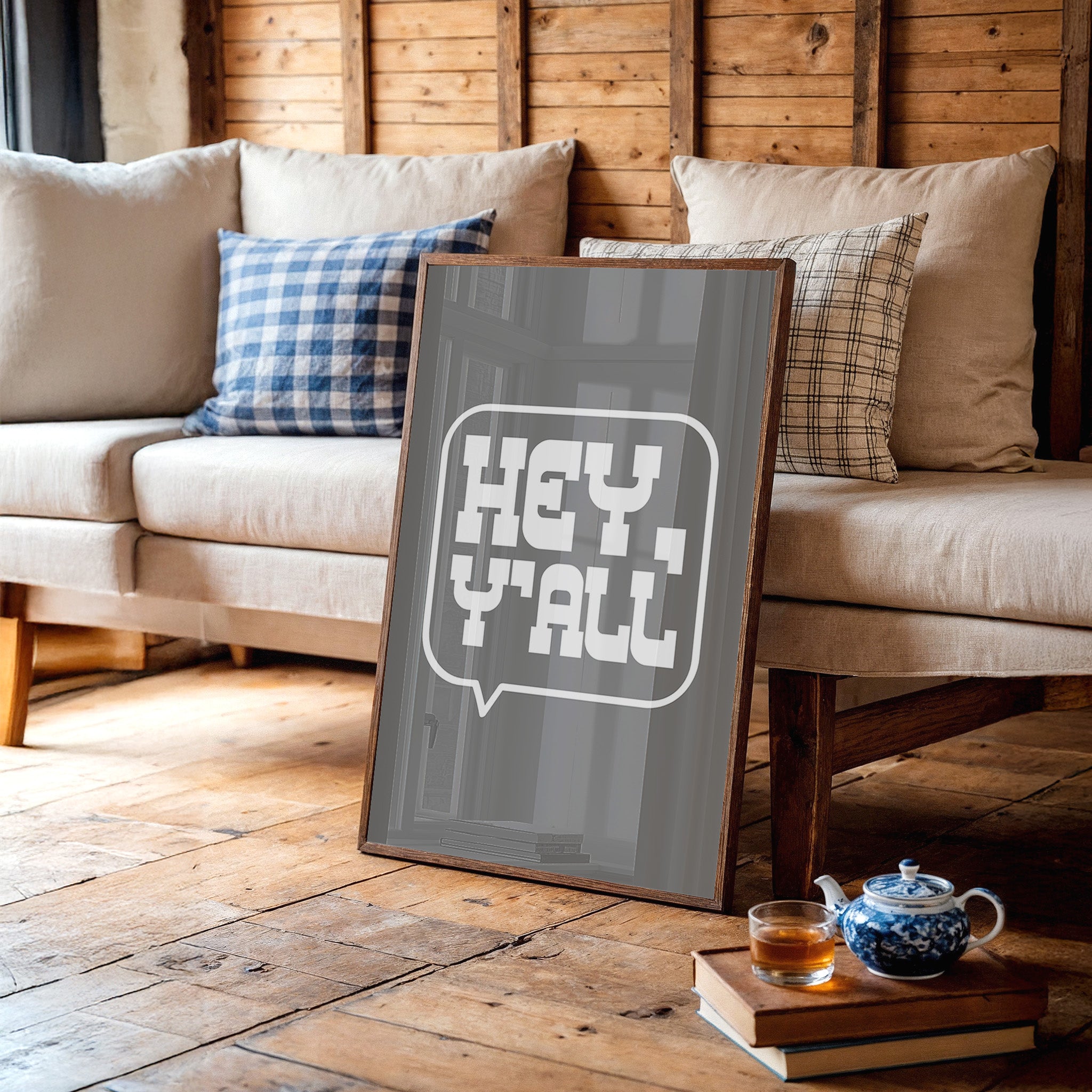 Hey Y All Western Speech Bubble Sign