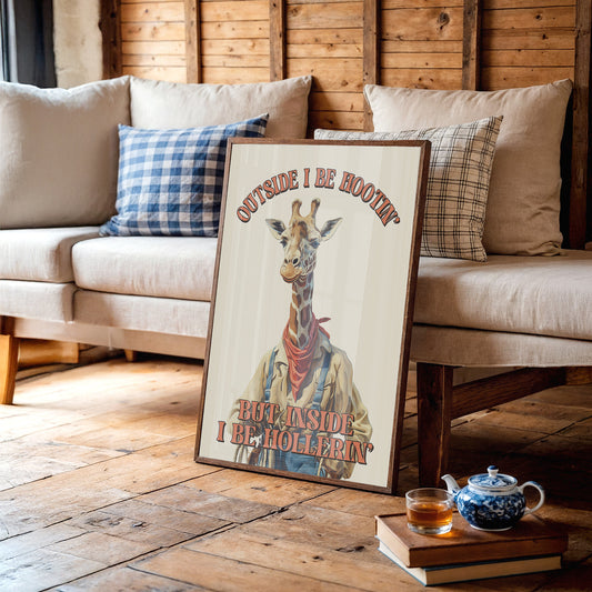 Outside I Be Hootin Giraffe Humor
