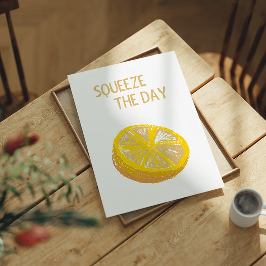 Squeeze The Day Lemon Quote Kitchen Print