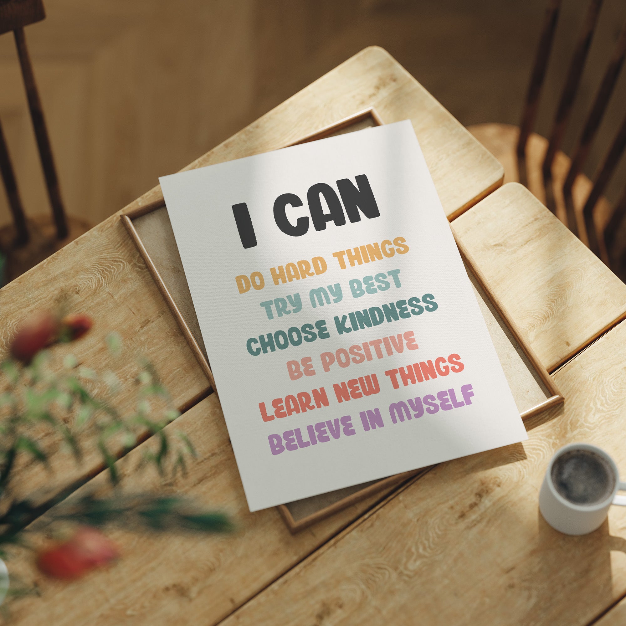 I Can Affirmations Kids Motivation Poster