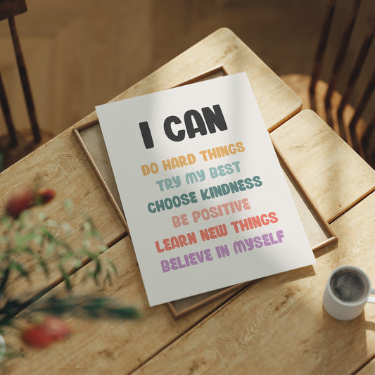 I Can Affirmations Kids Motivation Poster