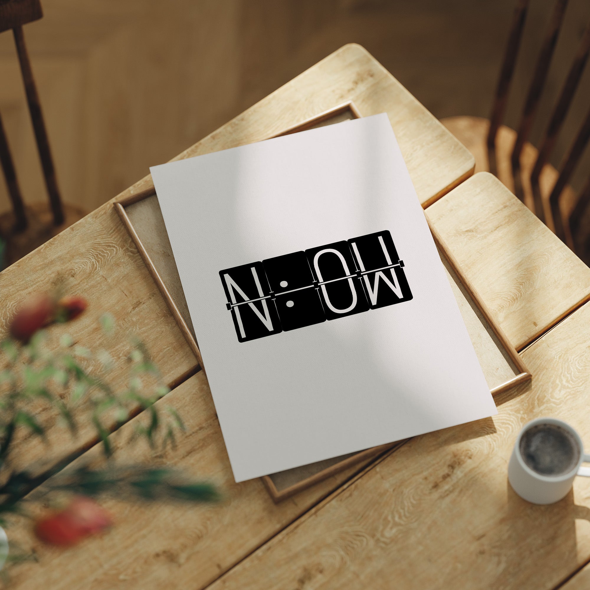 Now Flip Clock Minimal Typography