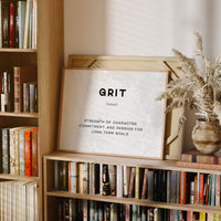 Grit Definition Canvas Art | Bold Motivational Typography Print for Home Office, Gym or Entrepreneur Décor