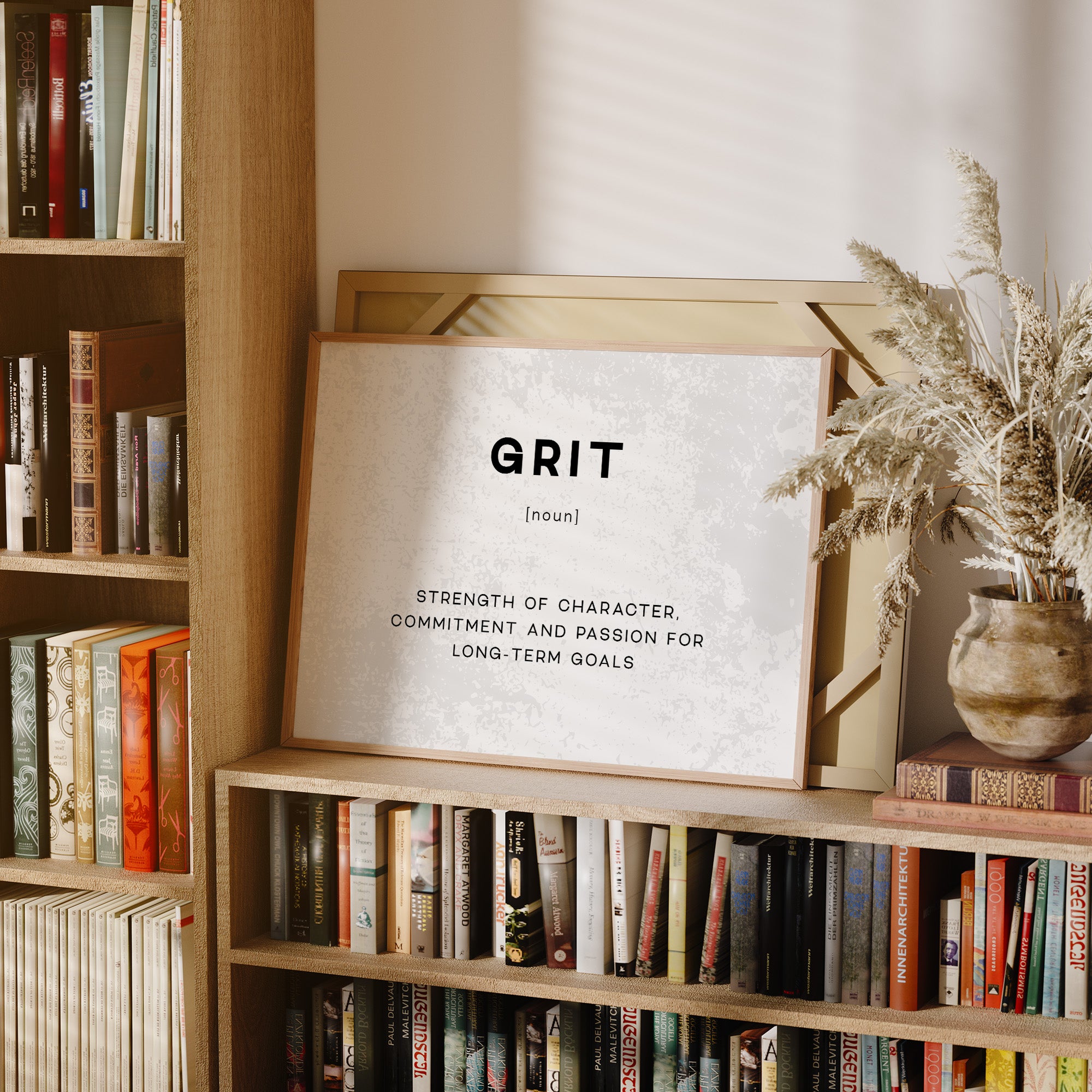 Grit Definition Canvas Art | Bold Motivational Typography Print for Home Office, Gym or Entrepreneur Décor