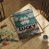 Painted Lucky on Old Wood