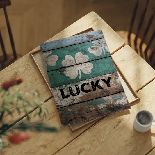 Painted Lucky on Old Wood