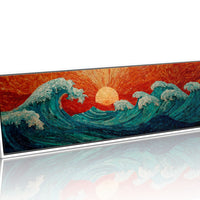 Crimson Sun Over Tiled Tides