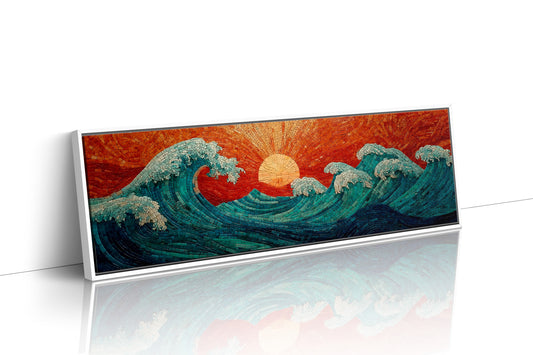 Crimson Sun Over Tiled Tides