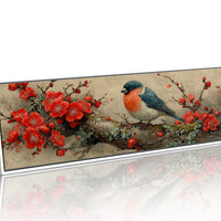 Songbird Among Scarlet Blossoms