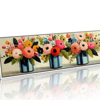 Blooms In Striped Blue Vases