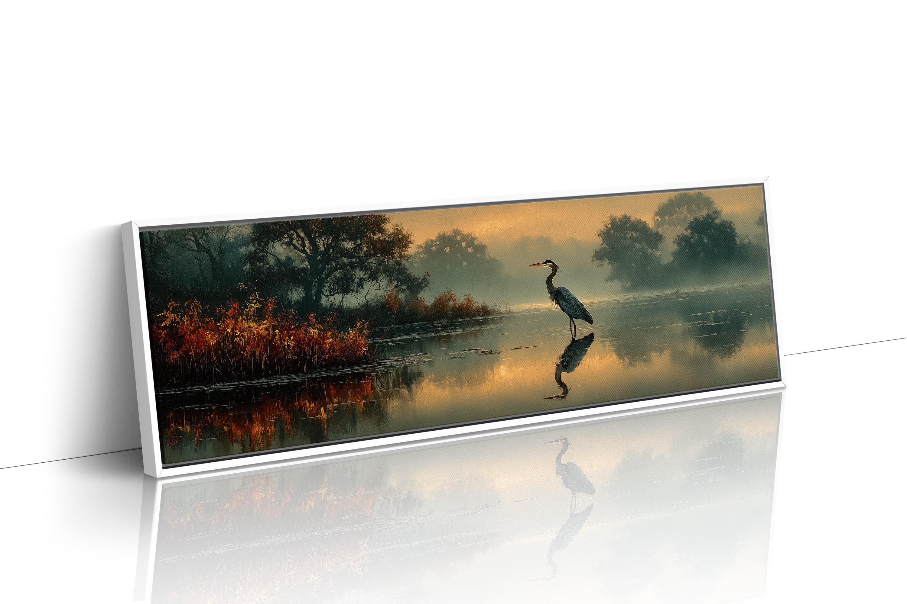 Heron Standing In Golden Marsh