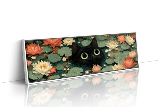 Midnight Cat Among Lotus Blossoms
