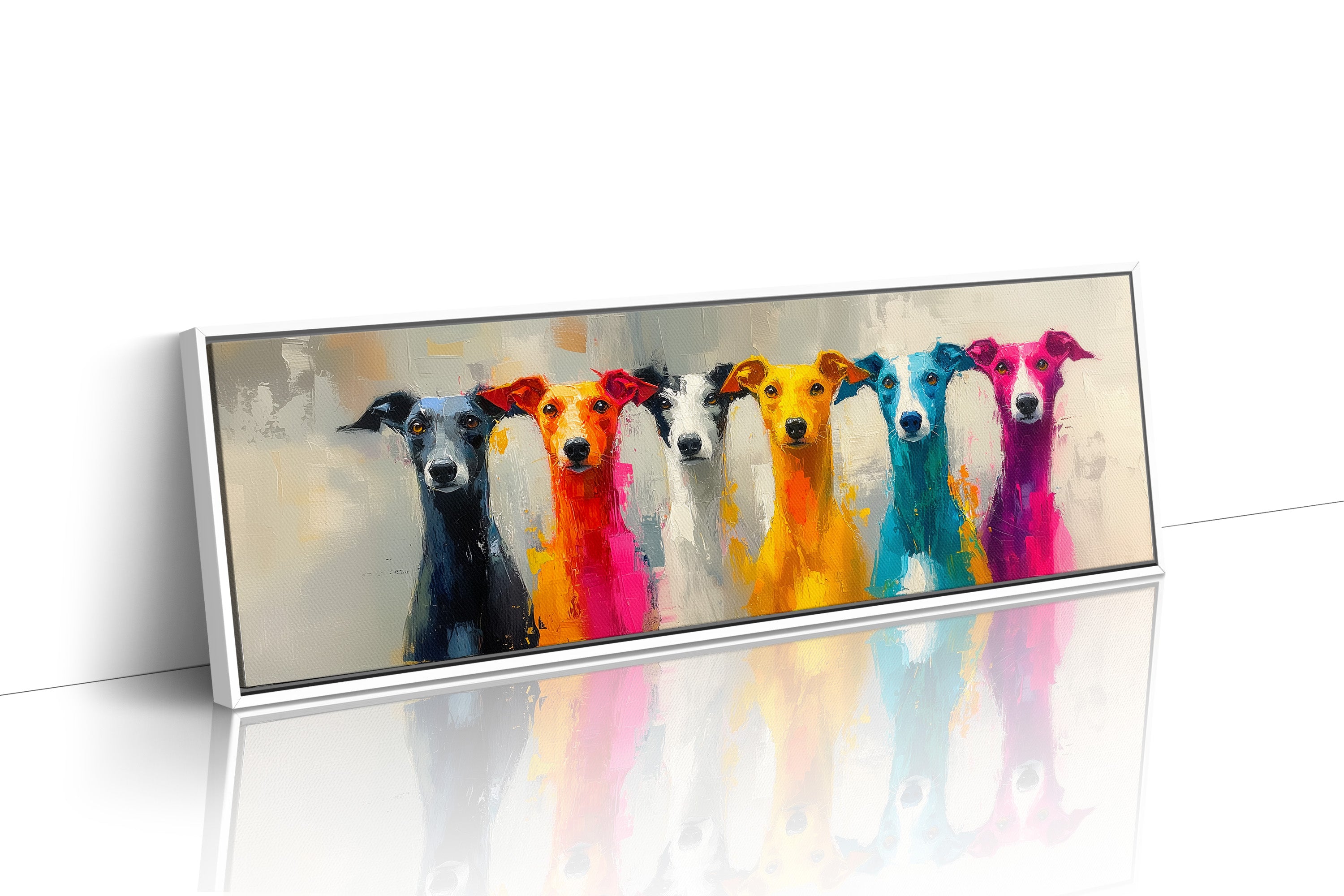 Colorful Greyhounds In Modern Pop Style