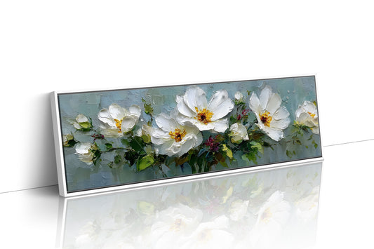 White Garden Blossoms In Soft Relief