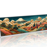 Golden Mount Fuji Over Patterned Hills