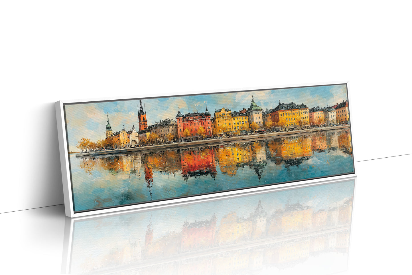 Colorful European Waterfront Reflections