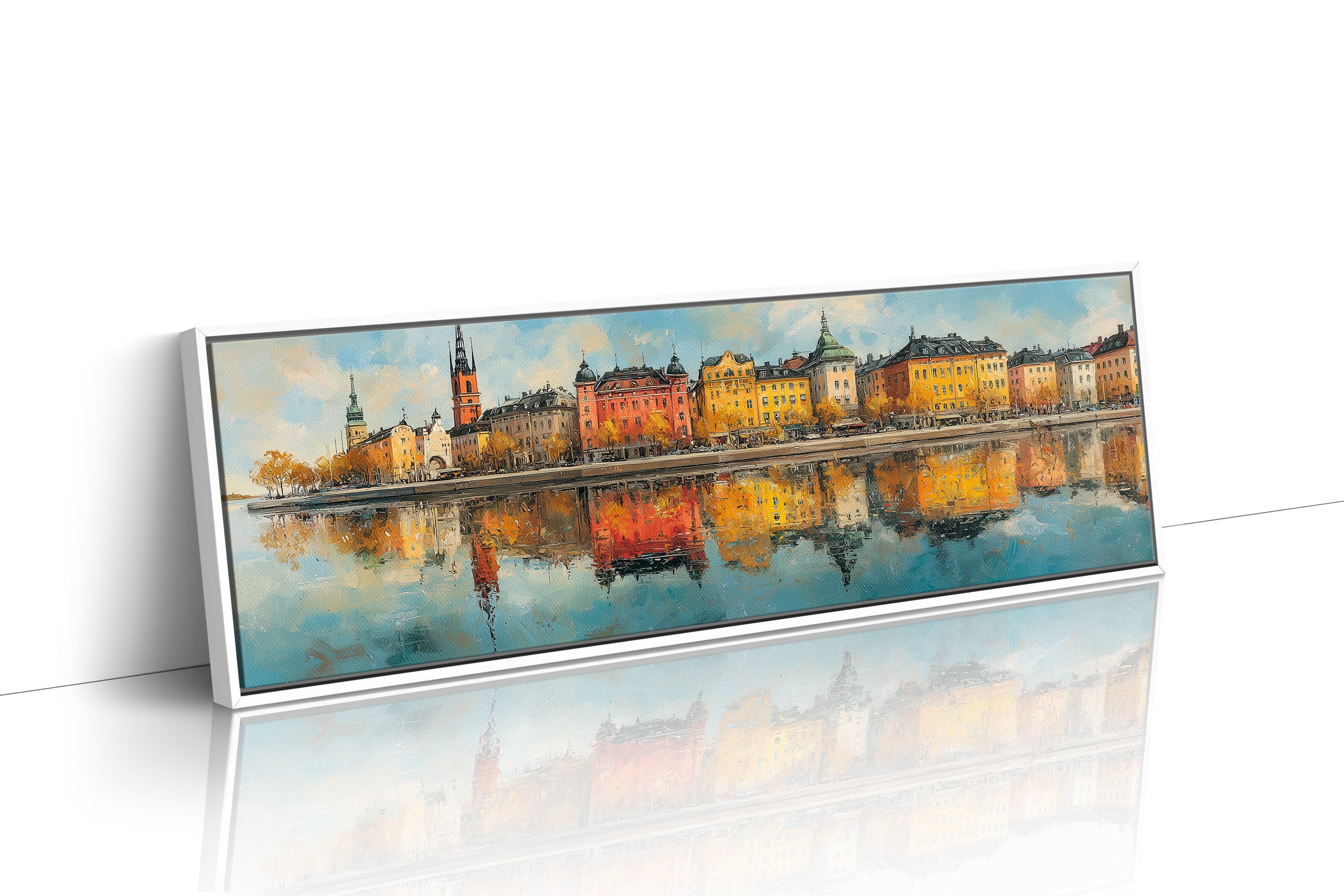 Colorful European Waterfront Reflections