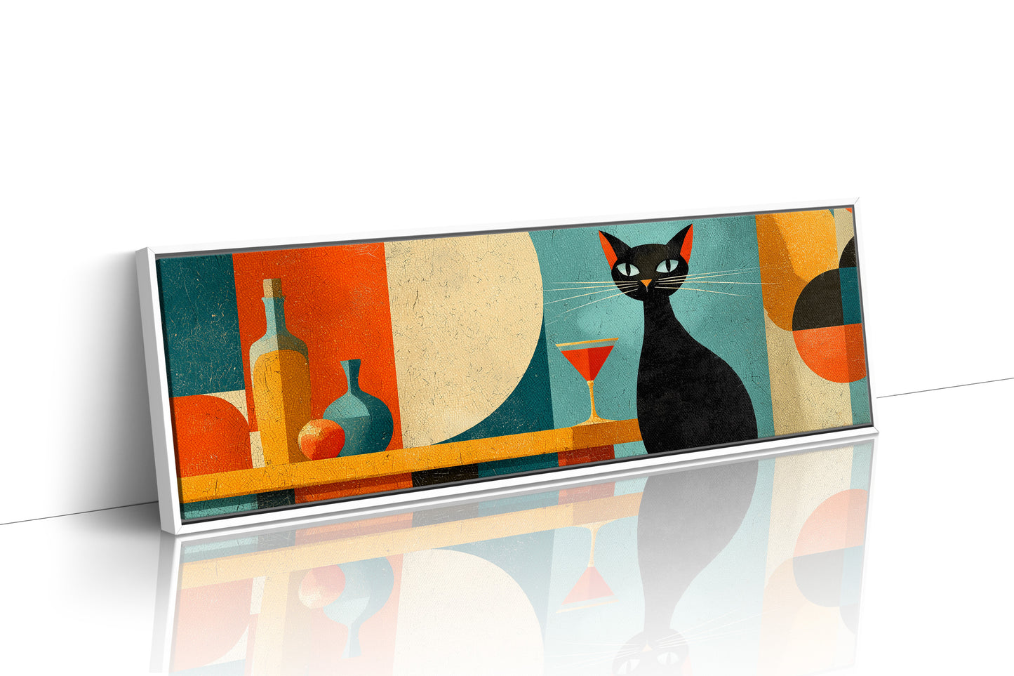 Mid Century Black Cat and Cocktail