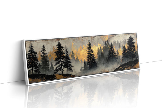 Golden Mist Through Pines