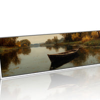 Quiet Boat on Autumn River