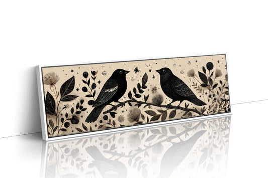 Midnight Birds Among Wildflowers