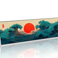 Crimson Sun Rising Over Ocean Waves