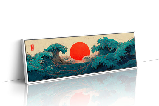 Crimson Sun Rising Over Ocean Waves