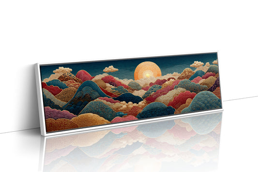 Ornate Sunrise Over Patterned Hills