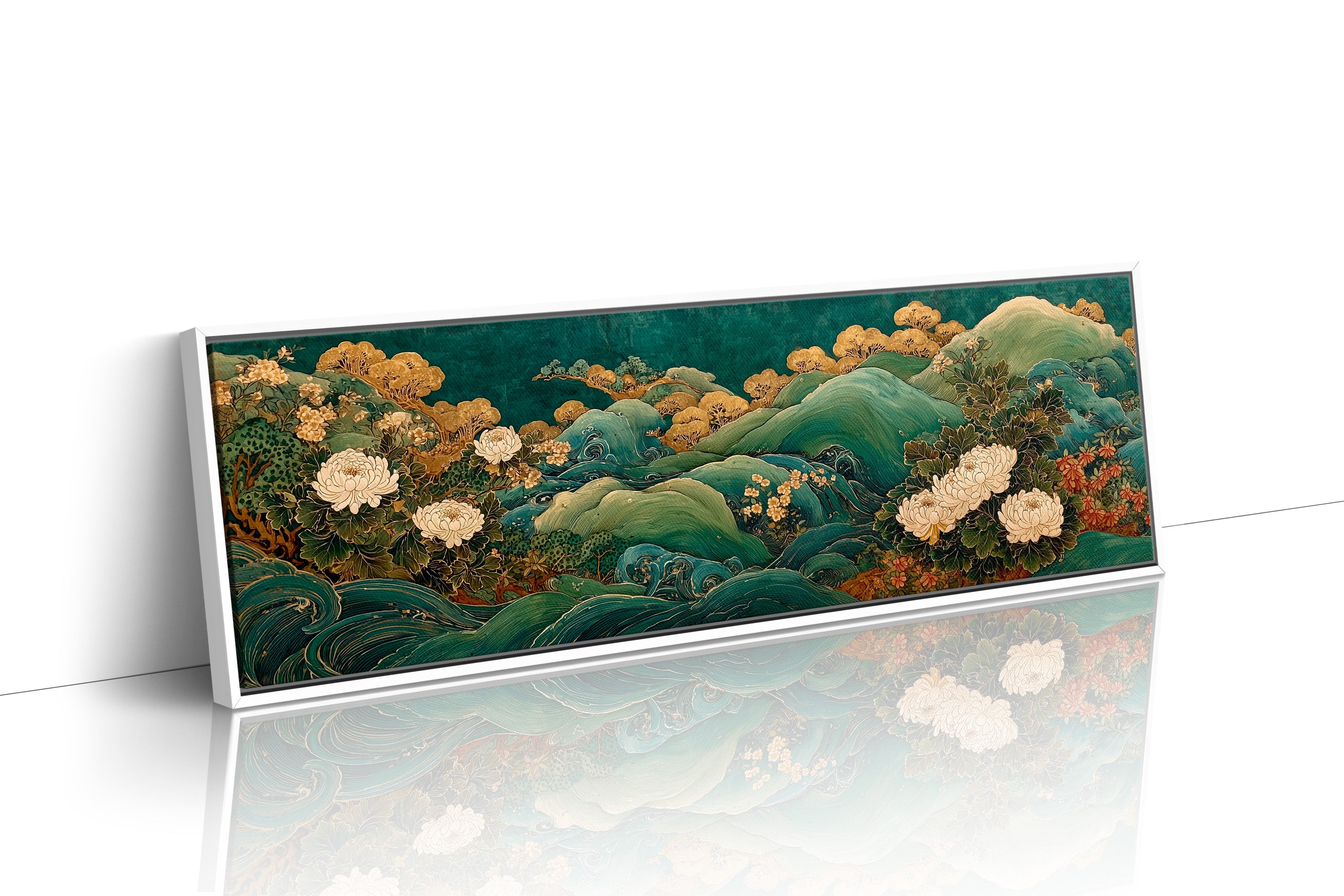 Golden Blooms Above Emerald Waves