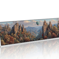 Hot Air Balloon Over Autumn Cliffs