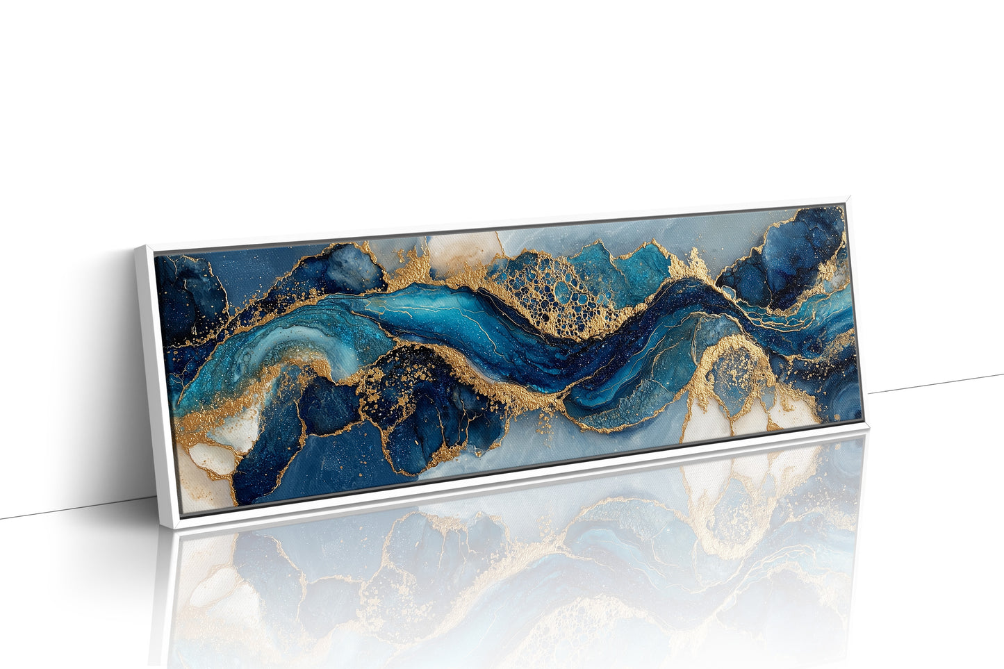 Blue And Gold Abstract Fluid Art