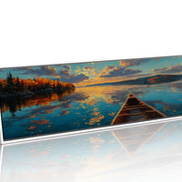 Canoe Drifting Across A Golden Lake
