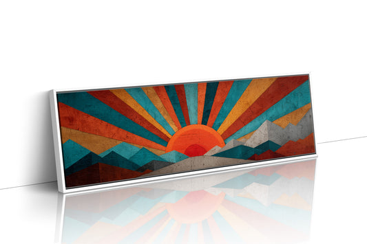 Retro Sunrise Over Painted Peaks